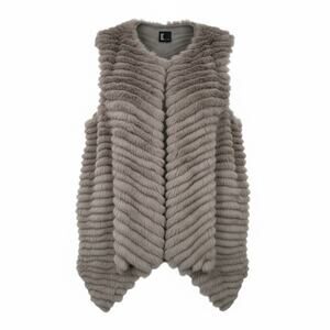 Love Token Gray Rabbit Fur Vest Size S